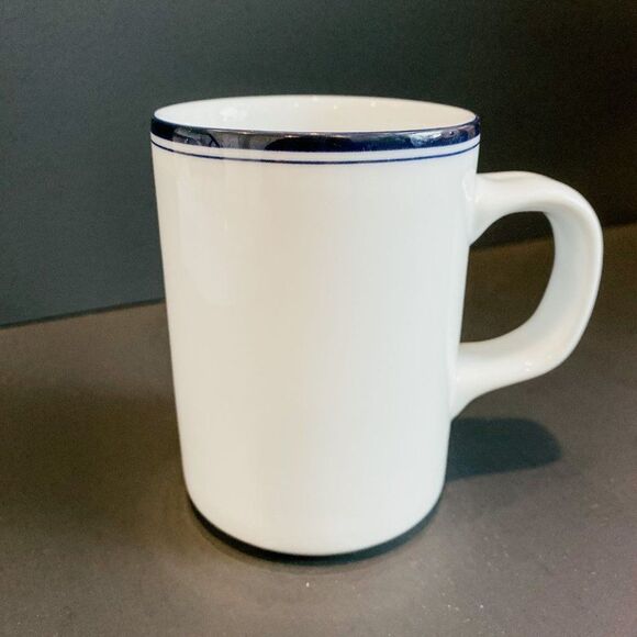 1986-2019 Dansk Concerto White And Allegro Blue Bands Coffee Mug - Picture 1 of 4